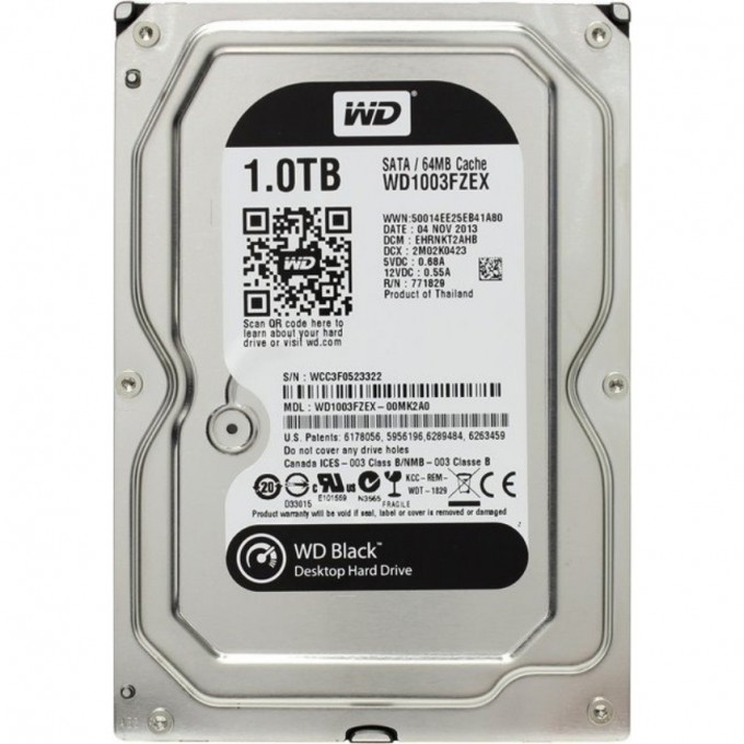 Жесткий диск WESTERN DIGITAL BLACK SATA-III 1Tb 64Mb 3.5" WD1003FZEX Жесткий диск WESTERN DIGITAL BLACK SATA-III 1Tb 64Mb 3.5" WD1003FZEX
