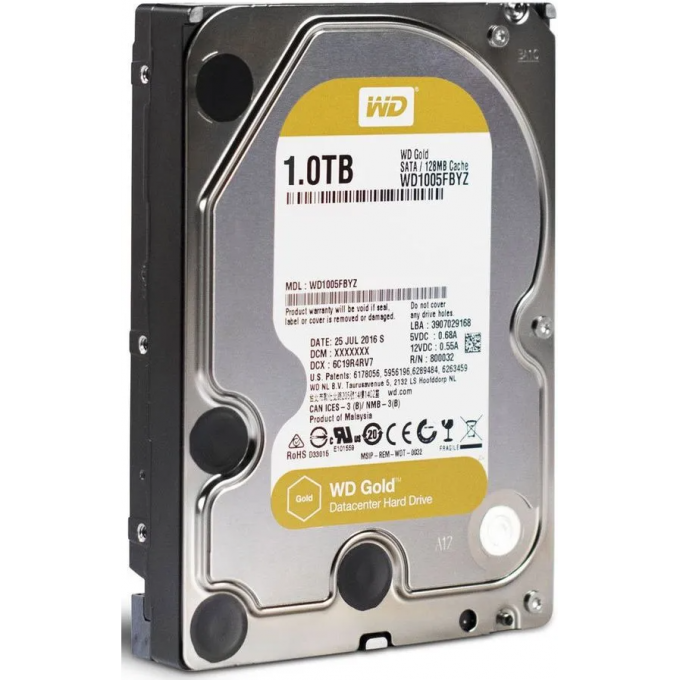 Жесткий диск WESTERN DIGITAL GOLD , 1ТБ, HDD, SATA III, 3.5" WD1005FBYZ Жесткий диск WESTERN DIGITAL GOLD , 1ТБ, HDD, SATA III, 3.5" WD1005FBYZ