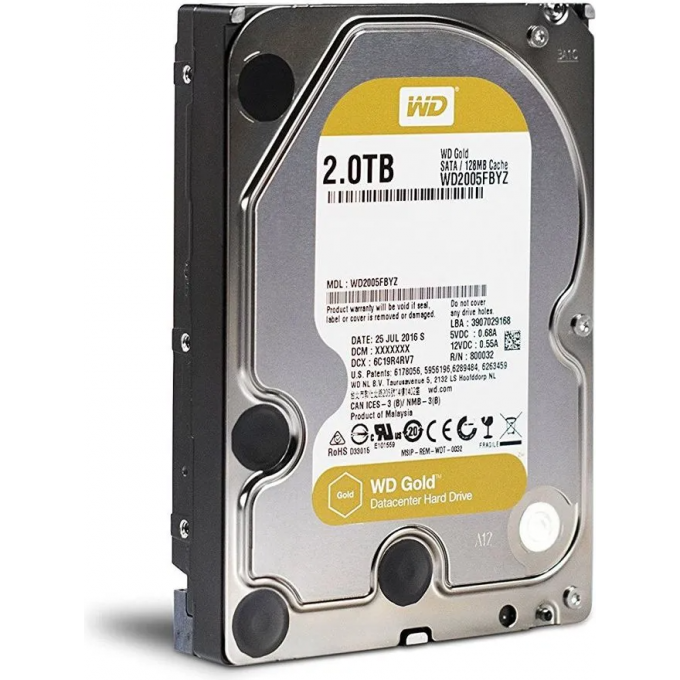 Жесткий диск WESTERN DIGITAL GOLD SATA-III 2Tb Server Gold (7200rpm) 128Mb 3.5" WD2005FBYZ Жесткий диск WESTERN DIGITAL GOLD SATA-III 2Tb Server Gold (7200rpm) 128Mb 3.5" WD2005FBYZ