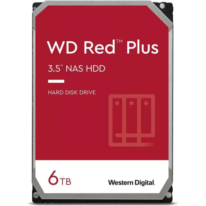 Жесткий диск WESTERN DIGITAL RED PLUS , 6ТБ, HDD, SATA III, 3.5" WD60EFPX
