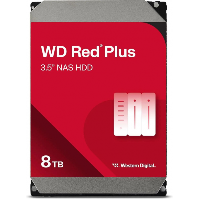 Жесткий диск WESTERN DIGITAL Red Plus , 8ТБ, HDD, SATA III, 3.5" WD80EFPX Жесткий диск WESTERN DIGITAL Red Plus , 8ТБ, HDD, SATA III, 3.5" WD80EFPX